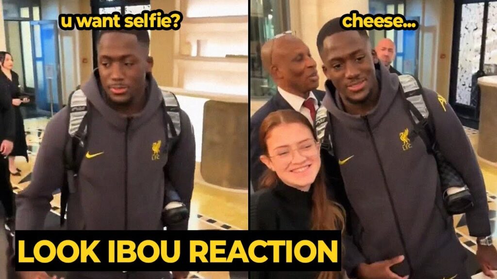 Ibou Konaté awkward reaction as female fans in Paris ask him for selfie ahead Liverpool vs PSG game