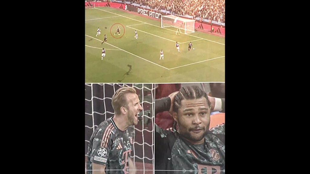 Harry Kane let Serge Gnabry hear it after he missed this chance vs. Aston Villa instead