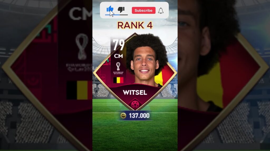 TOP 5 WITSEL CARD 🇧🇪 || FIFA MOBILE EDITION! || WHO NEXT? ||#football #witsel #fifamobile #yearofyou