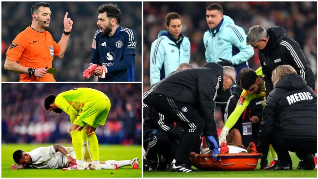 Gabriel Jesus forced off on stretcher after injury in Arsenal vs Manchester United FA cup match