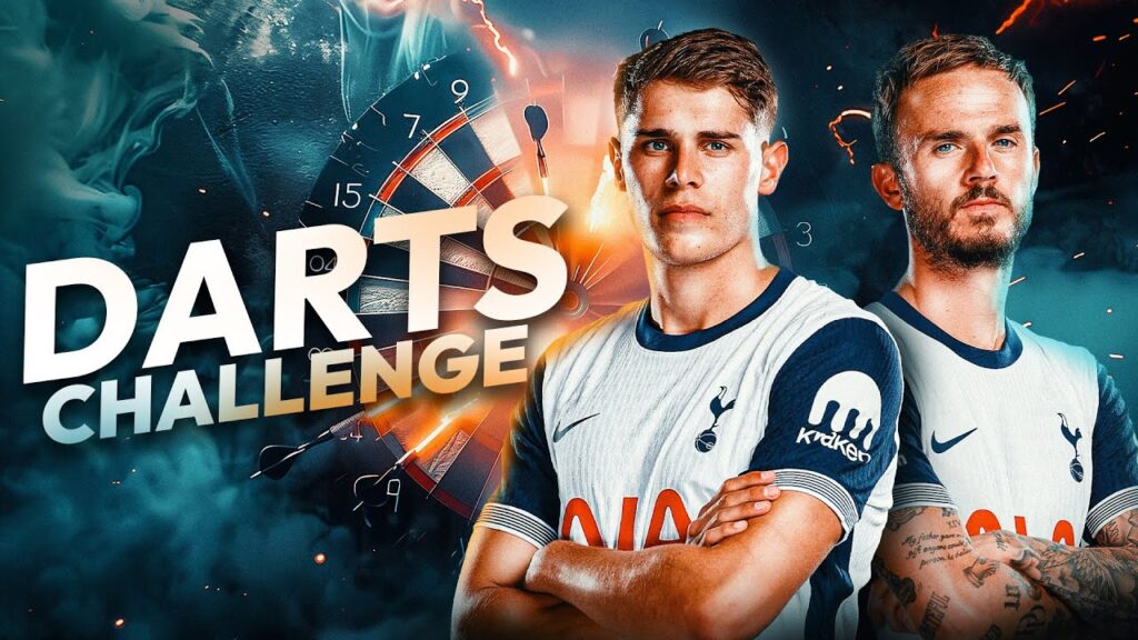 James Maddison takes on Micky van de Ven in darts challenge 🎯