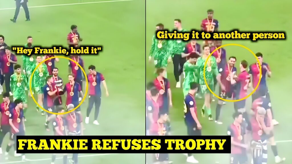 Frenkie De Jong refuses to lift Super Cup until his teammates forced him to....