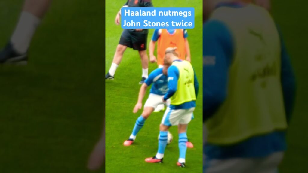 Haaland nutmegs John Stones twice