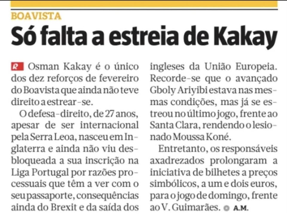 Boavista na imprensa desportiva - 05/03/2025