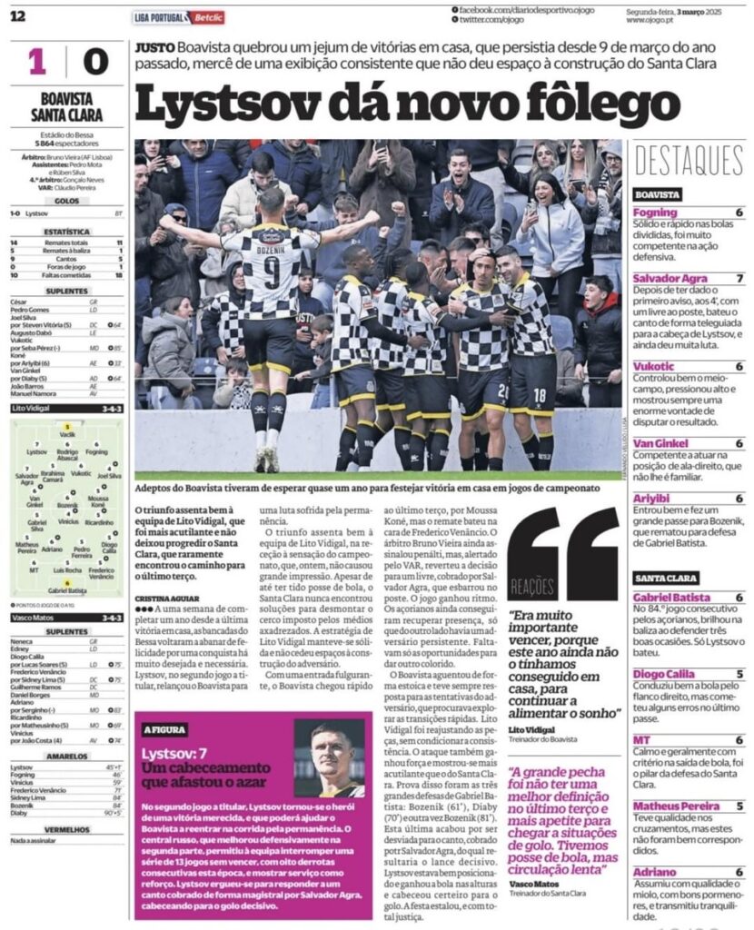 Boavista na imprensa desportiva - 03/03/2025