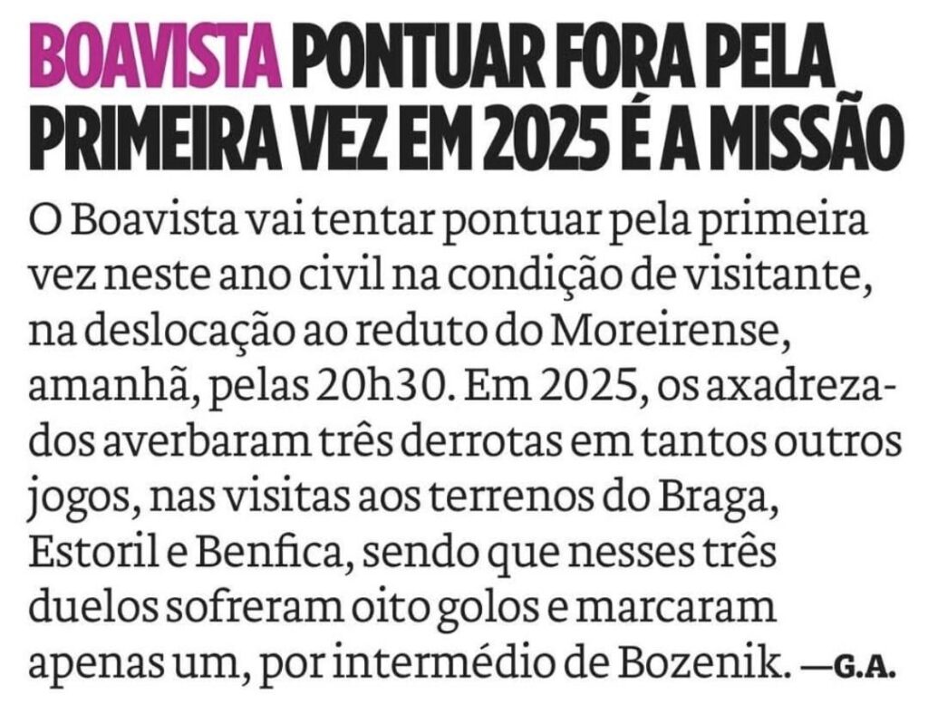 Boavista na imprensa desportiva - 15/03/2025
