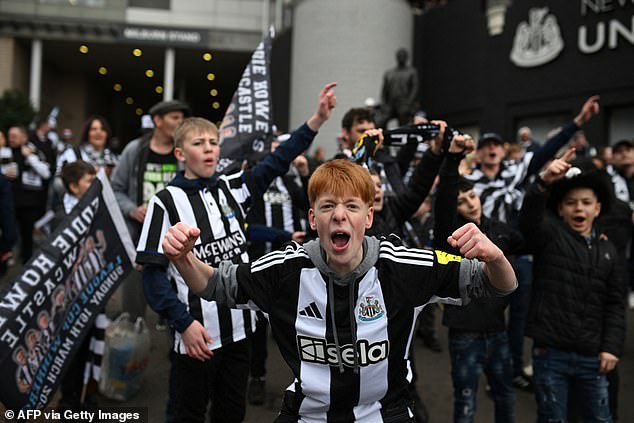 Supporters sported their black and white shirts and posed for photos around the ground