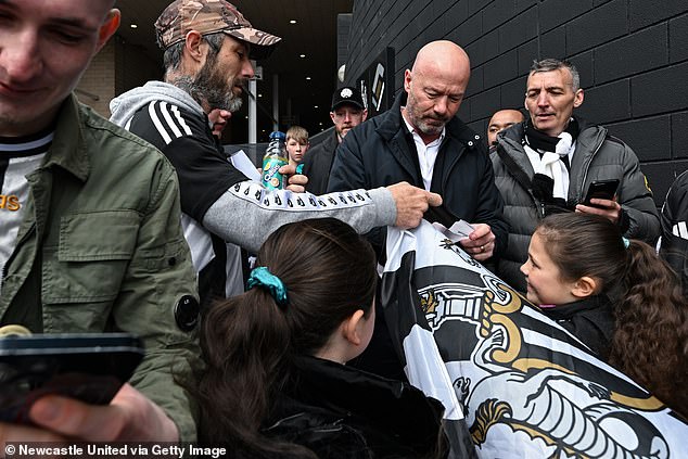 Club legend Alan Shearer signed autographs before making his way inside St James' Park