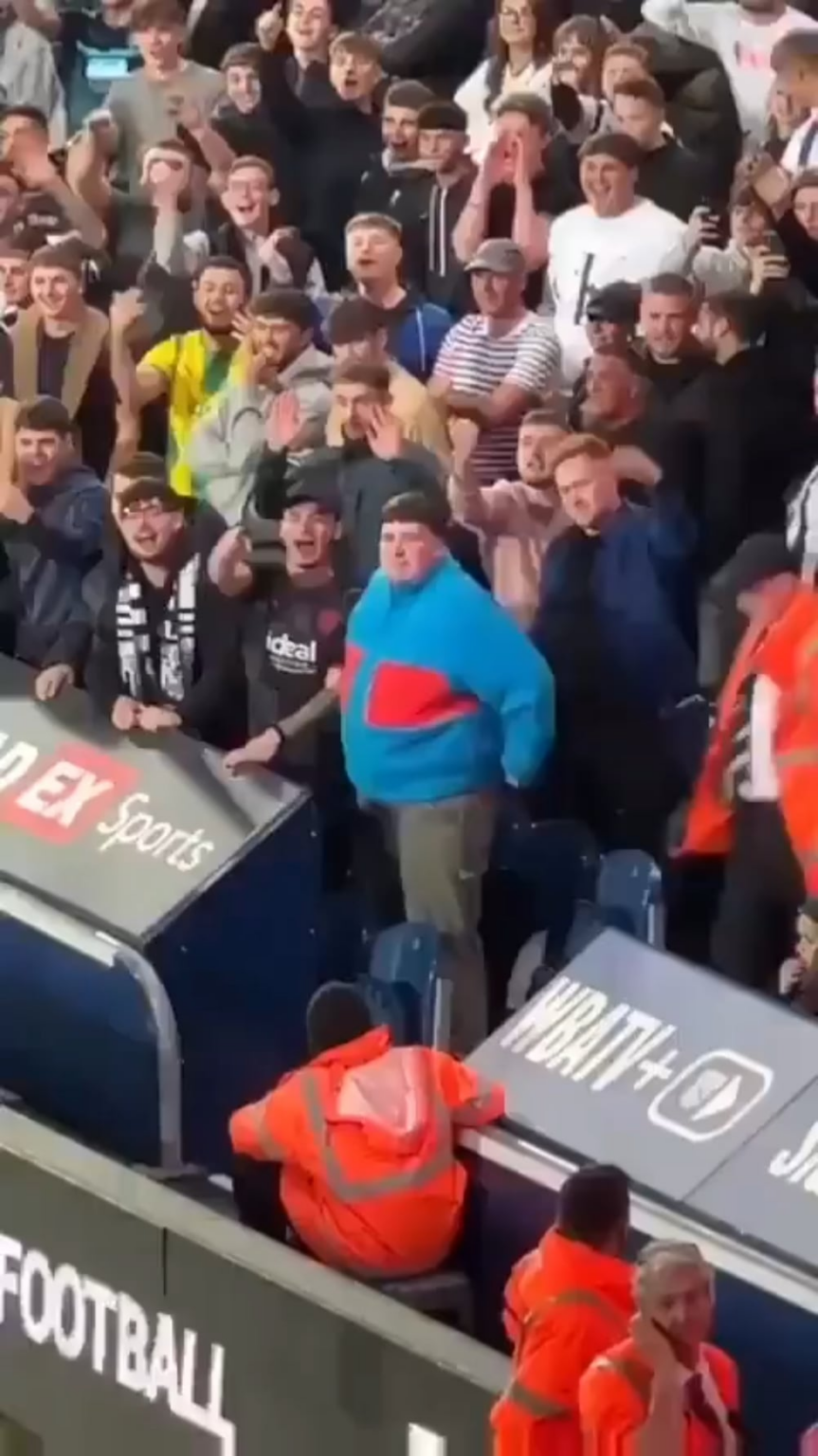 Leeds United fans chanting "Who's the fatty in the blue?" At West Brom fan