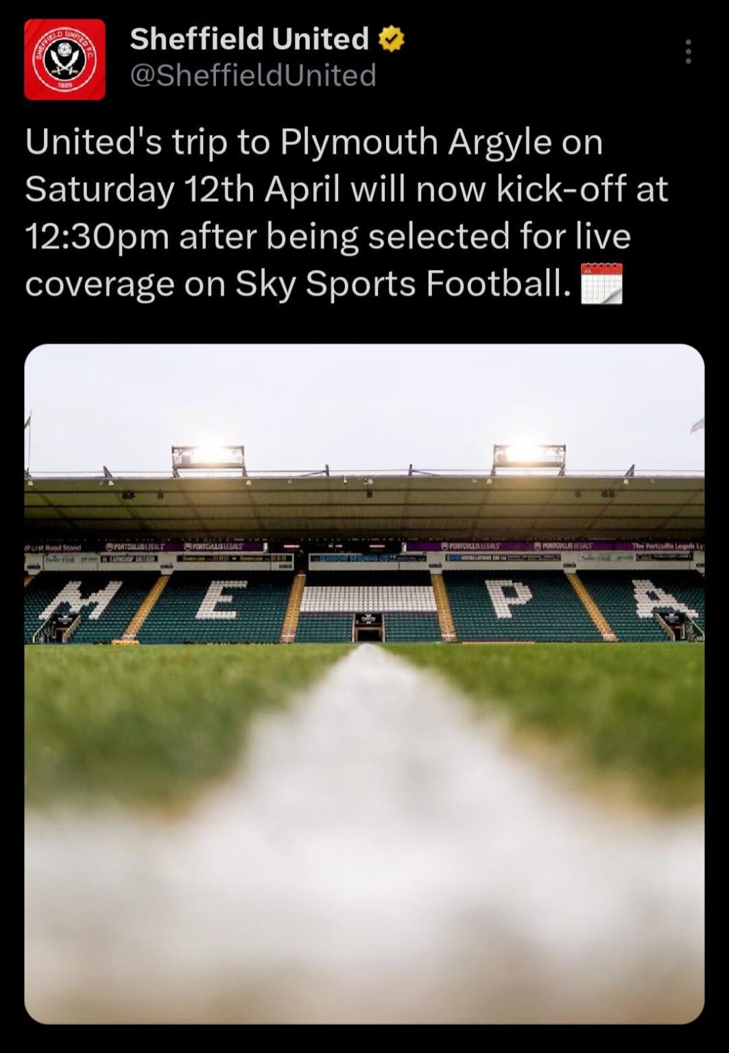 In a move literally nobody asked for, Plymouth vs Sheffield United is now a 12:30 kickoff
