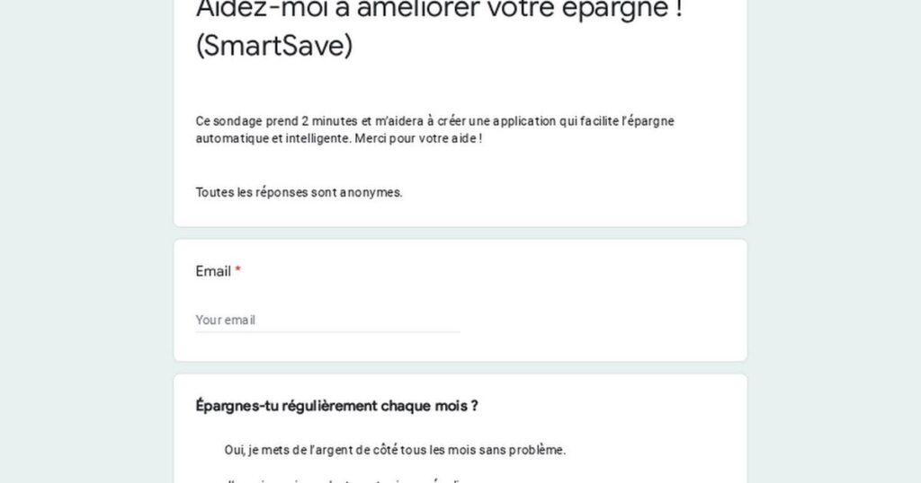 HELP - J'ai besoin de votre aide pour répondre à un sondage sur l'épargne pour mon travail de master en économie politique