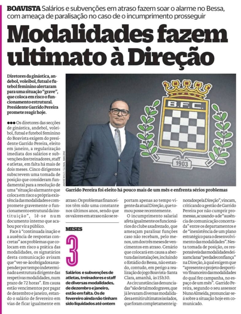 Boavista na imprensa desportiva - 01/03/2025