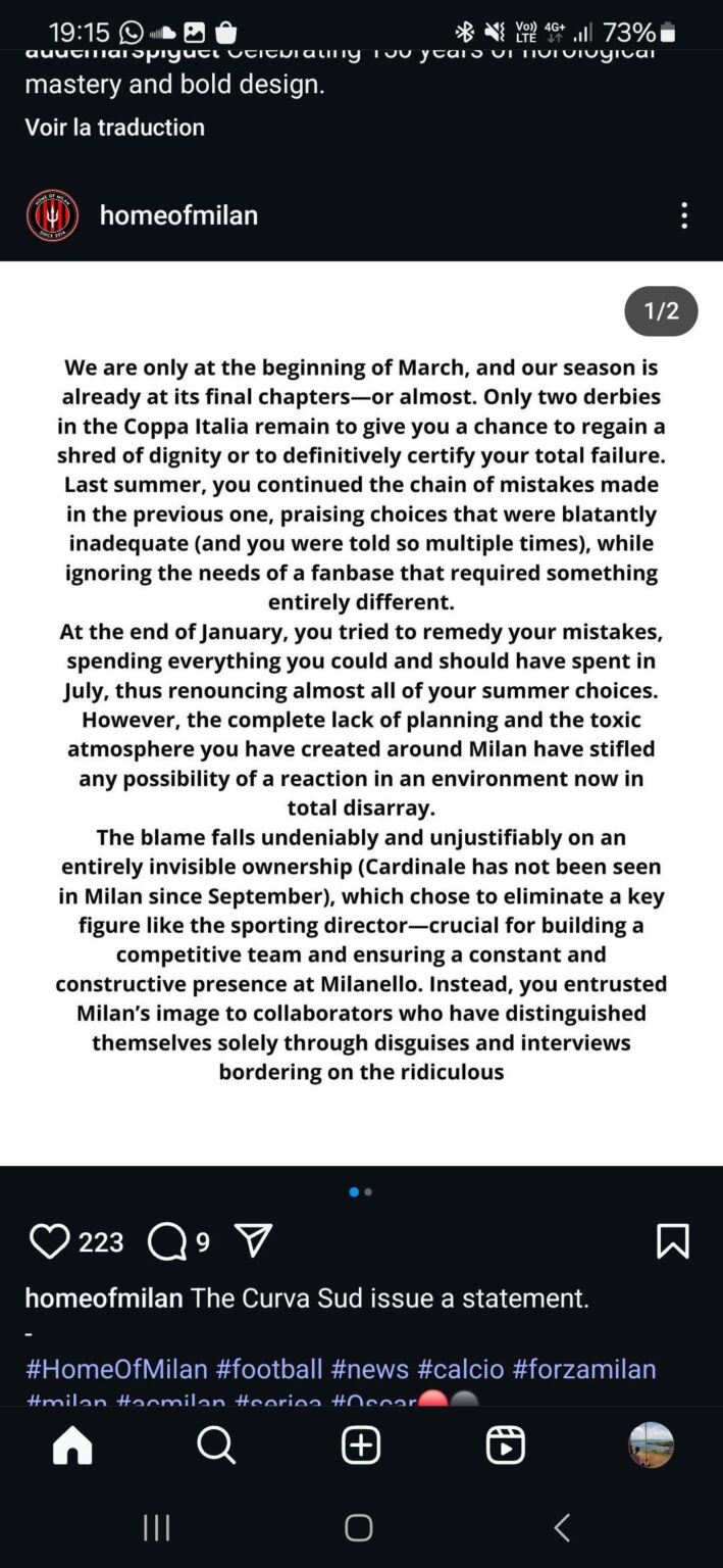 Communicato ma stavolta completo