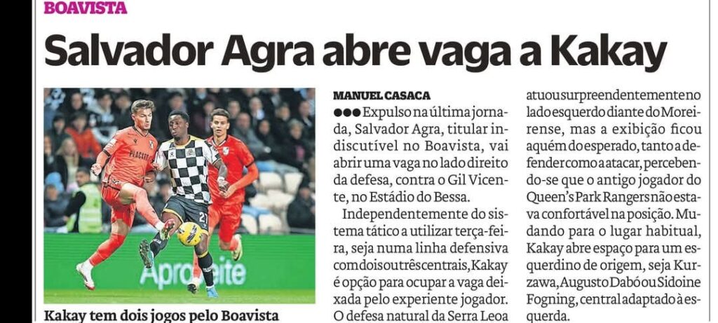 Boavista na imprensa desportiva - 28/03/2025