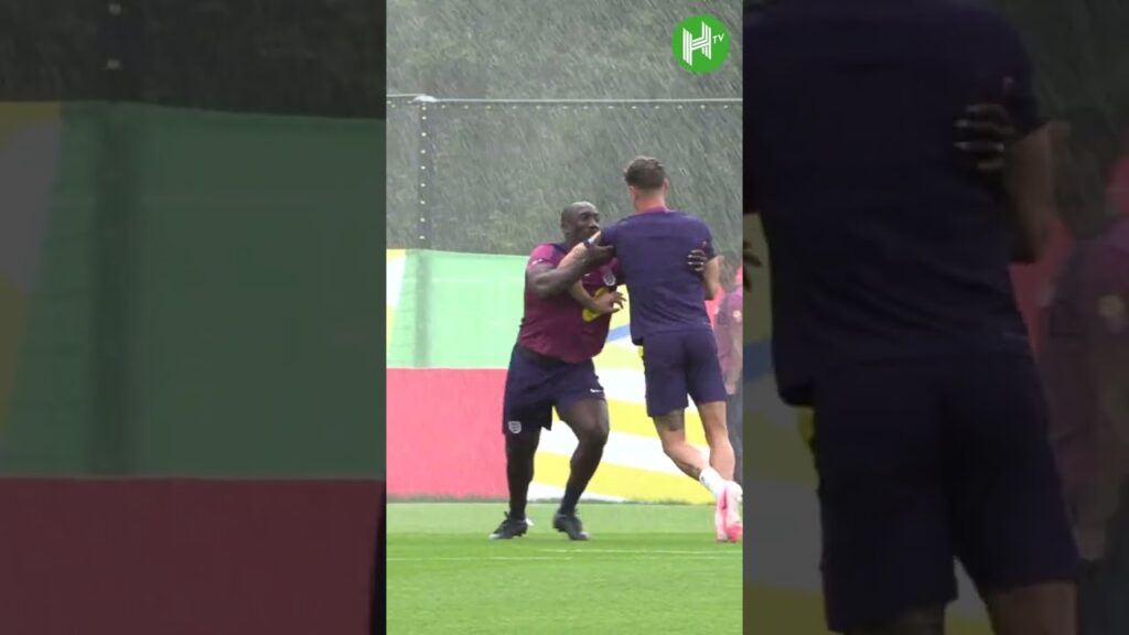 John Stones FIGHTING with Jimmy Floyd Hasselbaink to avoid the sprinklers!🤣