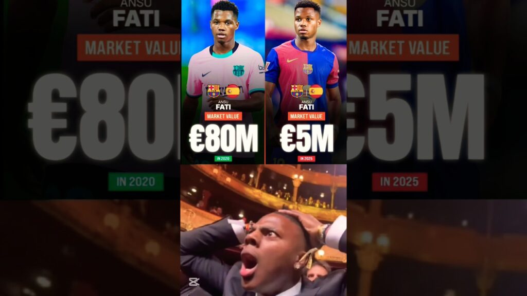🤯Ansu Fati Market Value Dropped 75M€ In 5 Years🔥⚡⚽#futebol #ansufati #barca