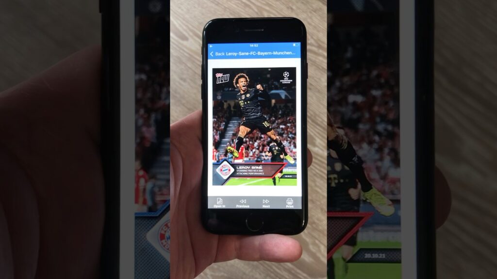 Карточка Лерой Сане (Бавария) - 2021-22 Topps NOW UCL #leroy #sane