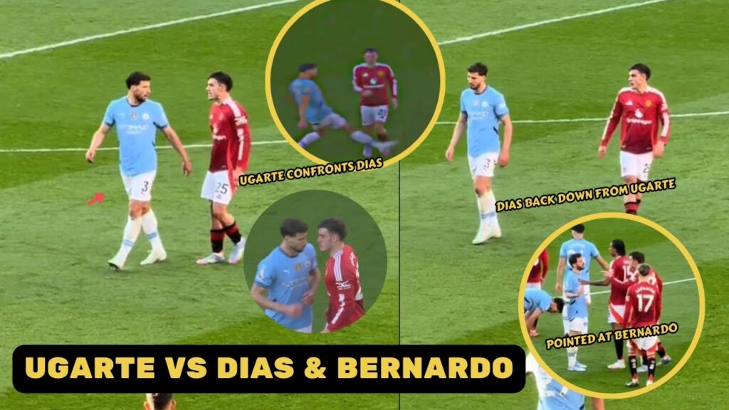 Manuel Ugarte confronted Ruben Dias after he intentionally tripped him down