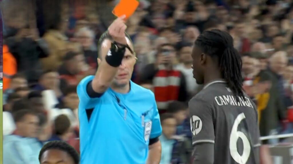 Eduardo Camavinga Red card vs Arsenal, Arsenal vs Real Madrid Highlights, Champions League 2025