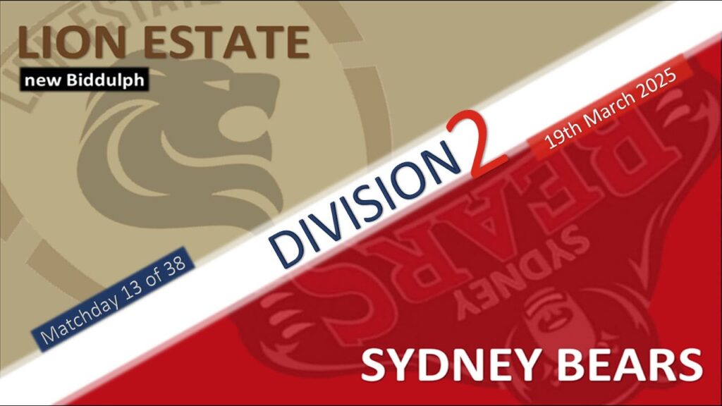 2025 - Division Two, matchday 13 - Lion Estate v Sydney Bears