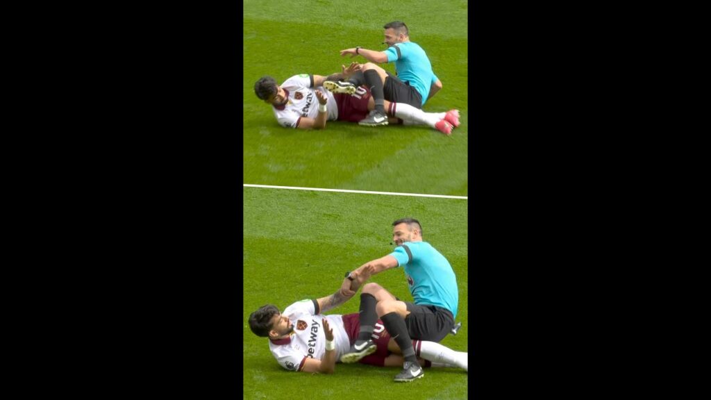 Lucas Paqueta floors the referee at Anfield!