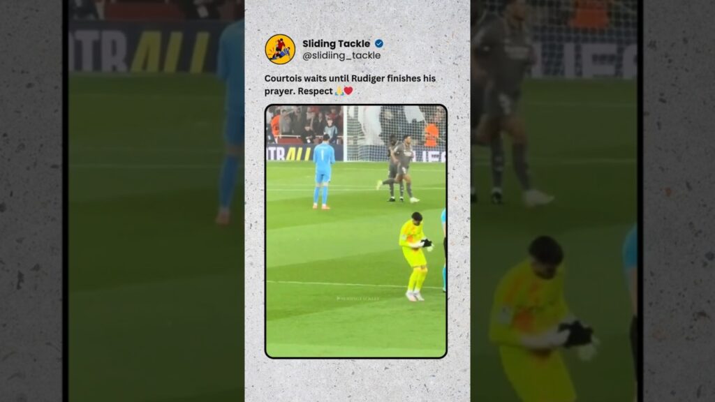 Courtois waits until Rudiger finishes his prayer. Respect ❤️🙏 #thibautcourtois #rudiger #realmadrid