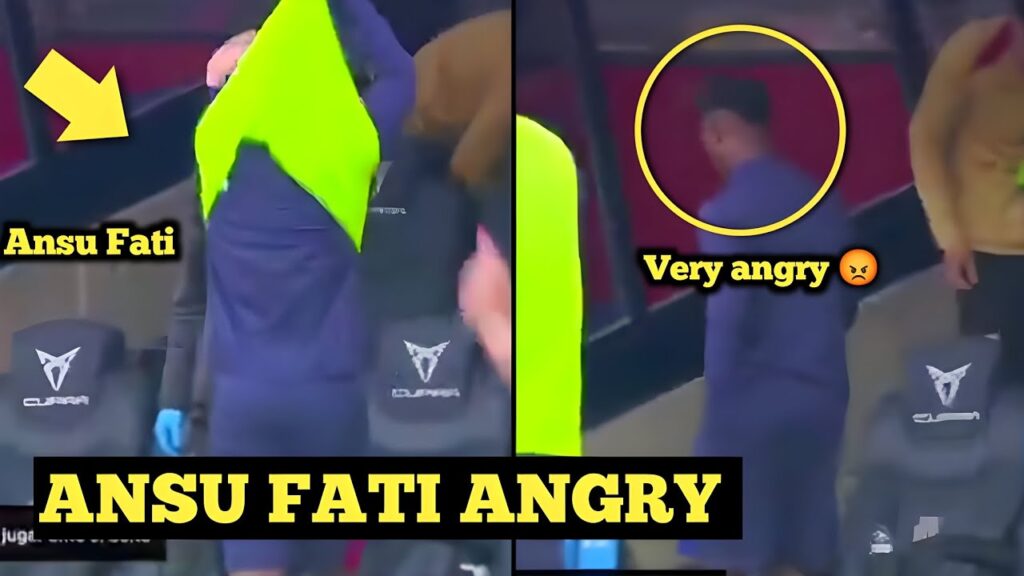 Ansu Fati angrily kicks water cooler after Flick Snubs him vs Celta Vigo