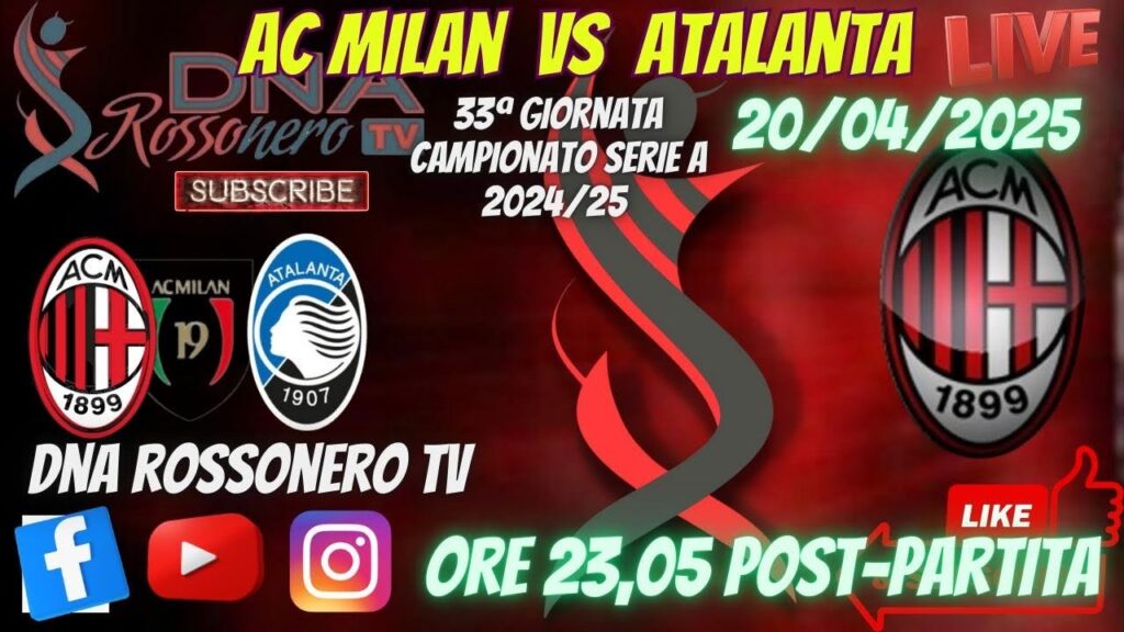 ⚽️ LIVE  - AC MILAN vs ATALANTA - 33ª GIORNATA SERIE A 2024/2025 - POST PARTITA‼️‼️
