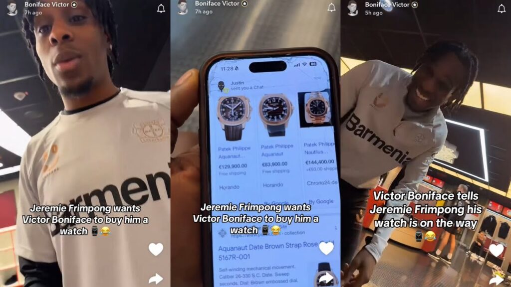 Jeremie Frimpong Ask Victor Boniface to Buy Him €120k Patek Philippe for His Birthday