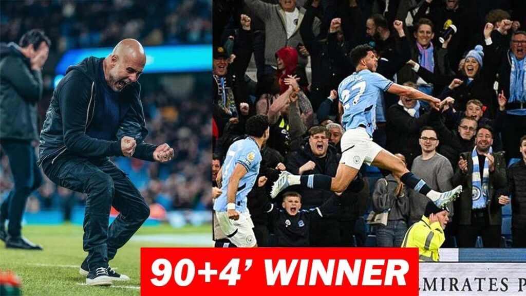 Pep Guardiola Reaction to Matheus Nunes 94th-minute Goal vs Aston Villa