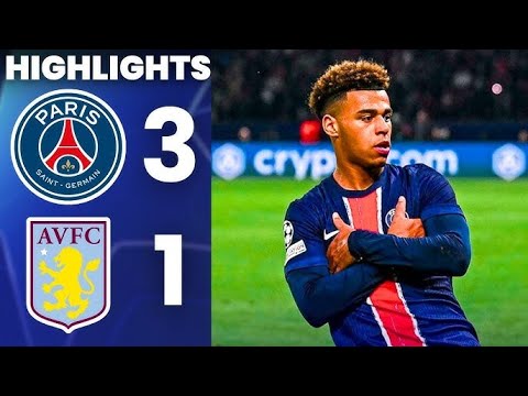 PSG vs Aston Villa | UCL 2024/25 Quarter-Final 1st Leg | Extended Highlights & Goals