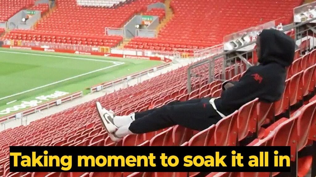 Ibrahima Konaté sat on his own in the stands to soak it all in after Liverpool won Premier League