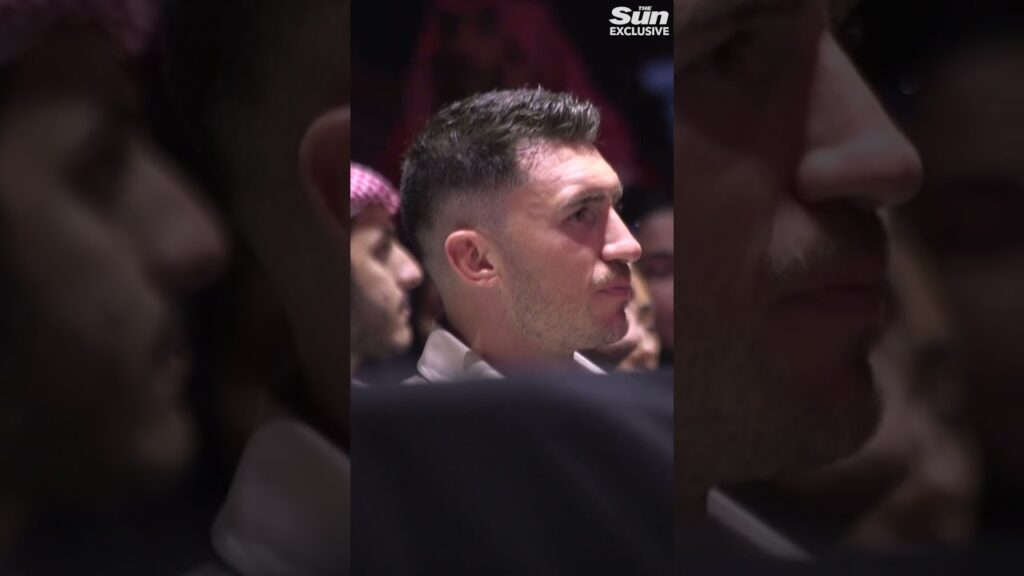 Former Man City star Aymeric Laporte front row at Joshua vs Ngannou