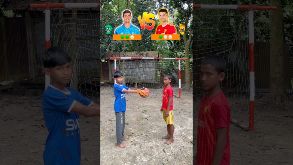 Courtois 🆚 Ronaldo 1vs1 challenge⁉️🤯#shorts #football #trending #ronaldo #goalkeeper