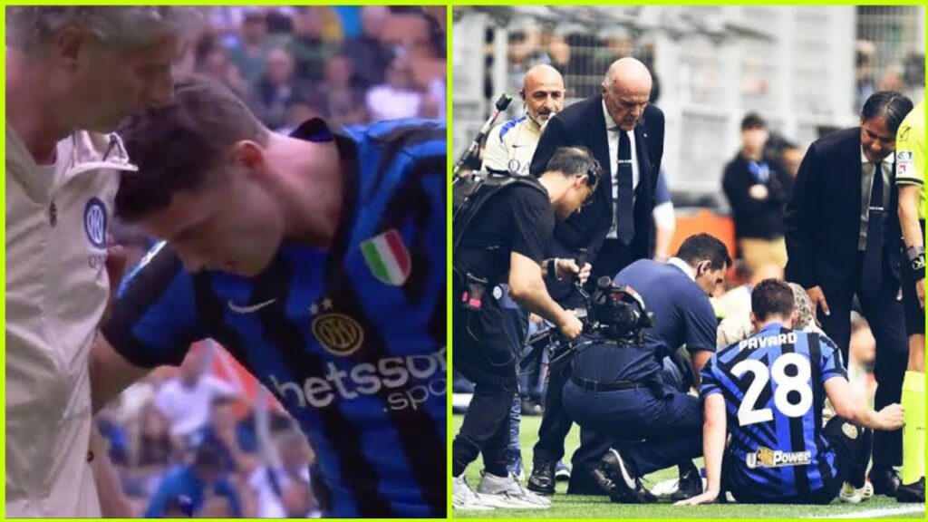 Benjamin Pavard PORTATO FUORI IN BARELLA con infortunio alla caviglia contro l'AS Roma