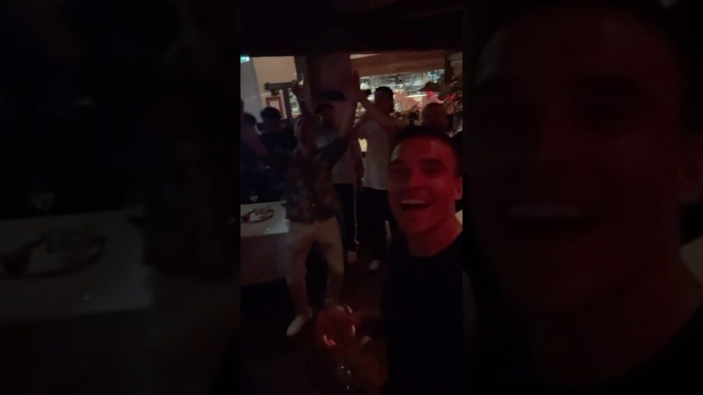 João Palhinha celebrating the Bundesliga title with the Bayern squad