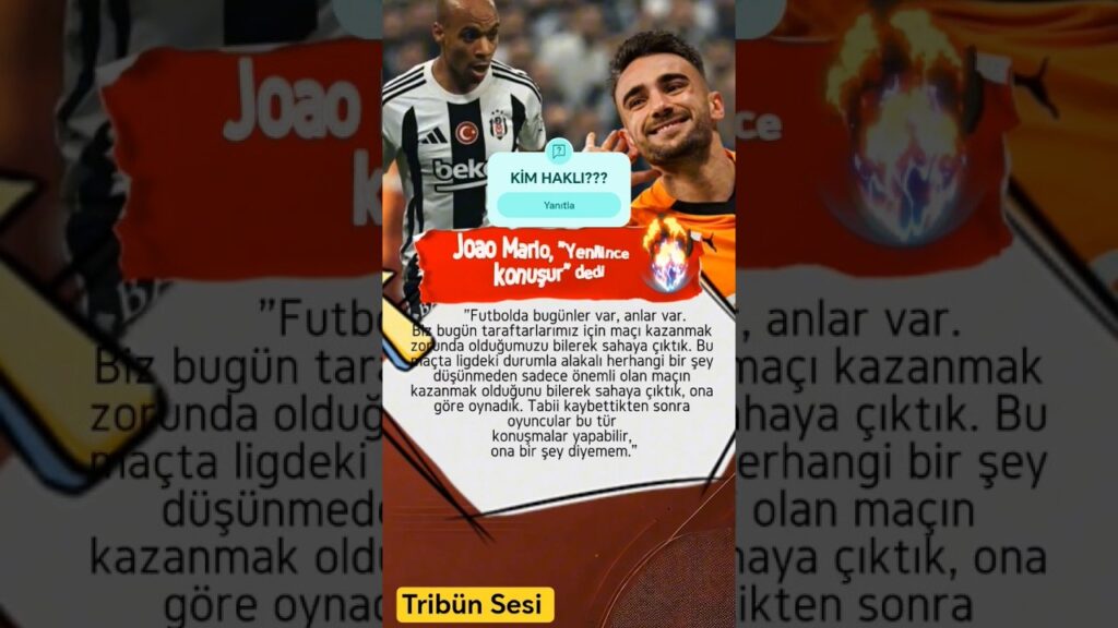 Joao Mario, Yunus Akgün için "Yenilince konuşur" dedi #beşiktaş #galatasaray #futbol #süperlig