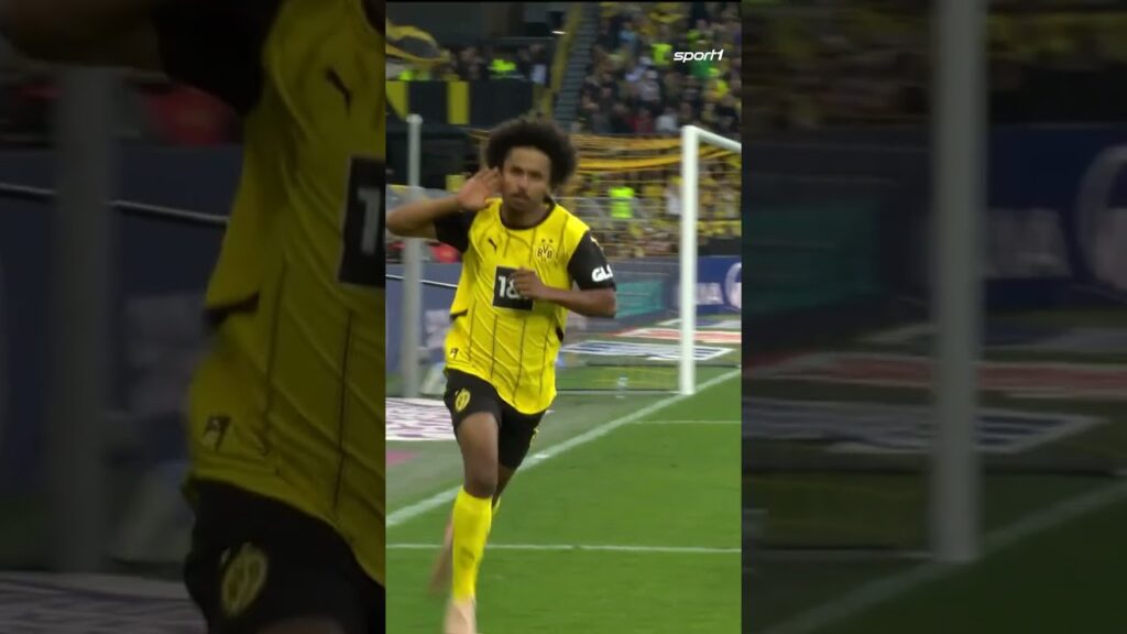 Erst das Tornetz, dann die Eckfahne! 💥#shorts #sport1 #fußball #bundesliga #bvb #adeyemi