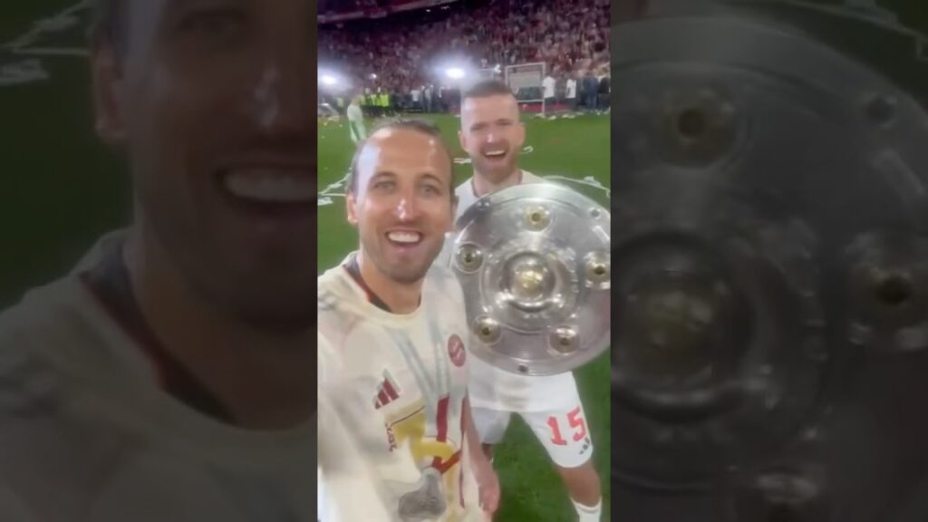 Champions! Harry Kane and Eric Dier celebrating their 1st trophy with FC Bayern! Bundesliga winners!