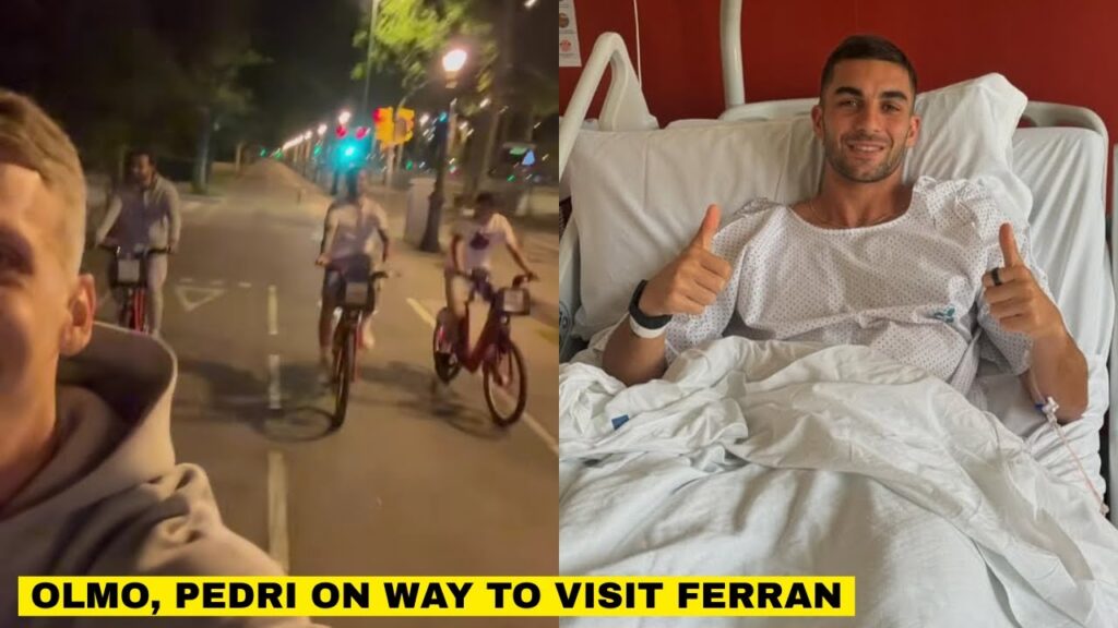 Olmo, Pedri Rode Bicycles To Visit Ferran Torres in Hospital After Barcelona La Liga Title