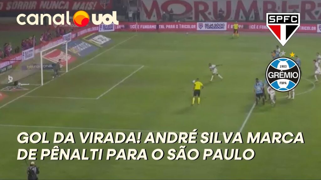 SÃO PAULO X GRÊMIO: ANDRÉ SILVA MARCA DE PÊNALTI PARA O SÃO PAULO NO MORUMBI, VEJA O LANCE! SÃO PAULO X GRÊMIO: ANDRÉ SILVA MARCA DE PÊNALTI PARA O SÃO PAULO NO MORUMBI, VEJA O LANCE!