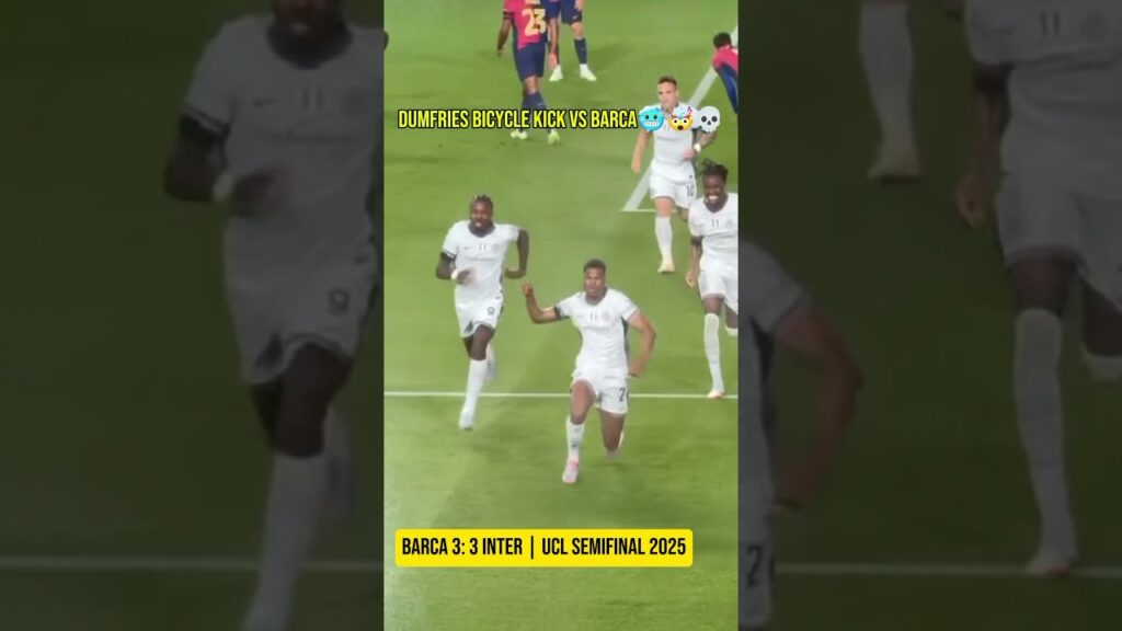 Dumfries Bicycle Kick vs Barcelona!🤯🥶 | UCL Semifinal 2025 #Dumfries #ucl #barcelonavsinter #SHORTS