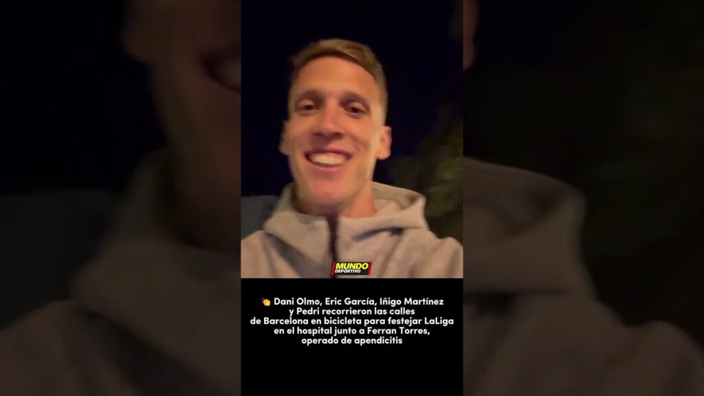 🤩 QUÉ IMAGEN del BARÇA CAMPEÓN de LALIGA: Dani Olmo, Pedri, íñigo y Eric, en bicicleta #shorts