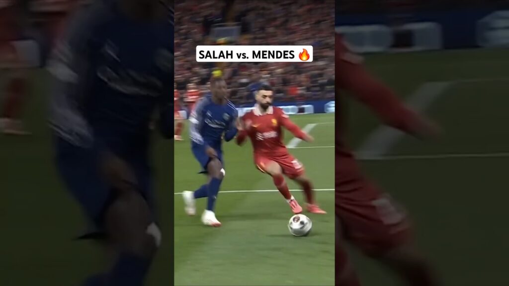 Salah vs Nuno Mendes #football #skills #soccer #ucl #championsleague #uefa #footballskillschallenge