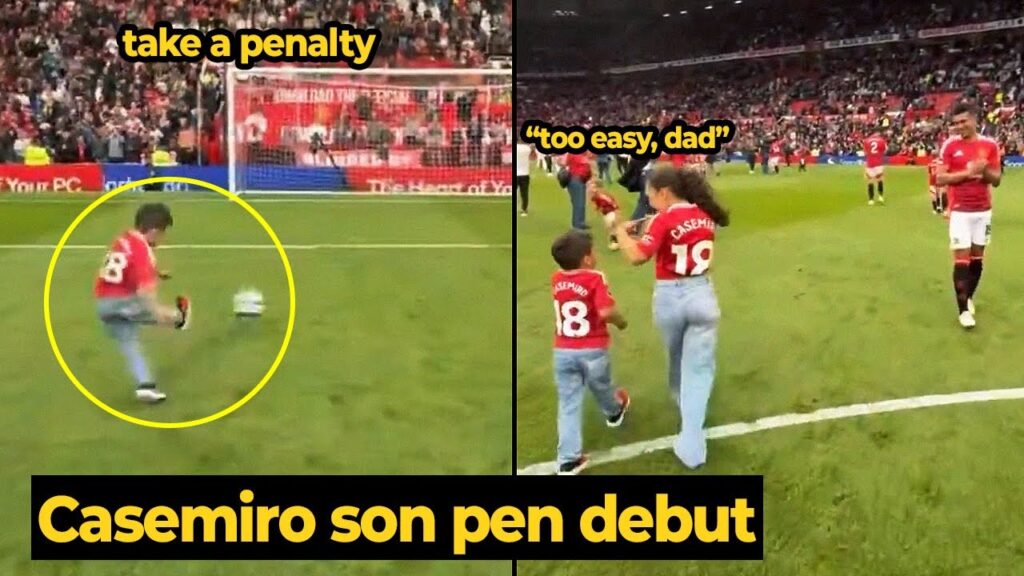 Casemiro’s son Caio with a beautiful on his Old Trafford debut, look at Casemiro reaction...