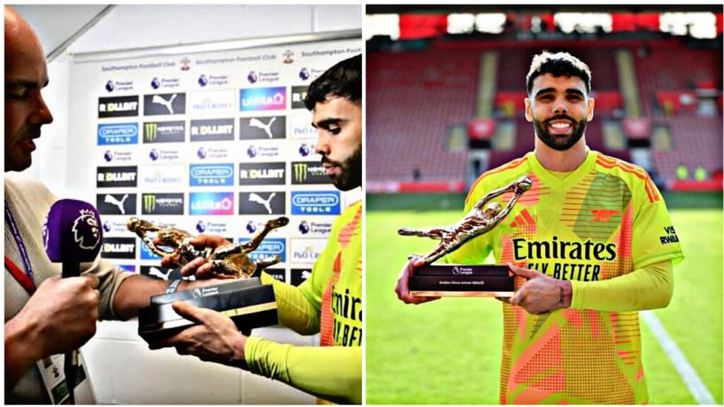 David Raya Receiving His Golden Glove Award