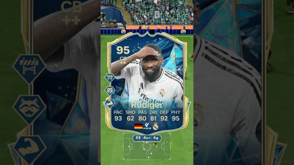 ANTONIO RÜDIGER EN 1 MINUTO 🔥 | ANTONIO RÜDIGER TOTS 95 REVIEW| EA FC 25  #eafcgameplay #fifa #fc25