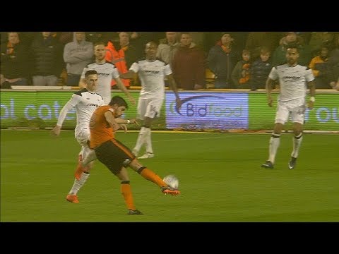 Goal of Ruben Neves in match Wolverhampton - Derby in the second division of England