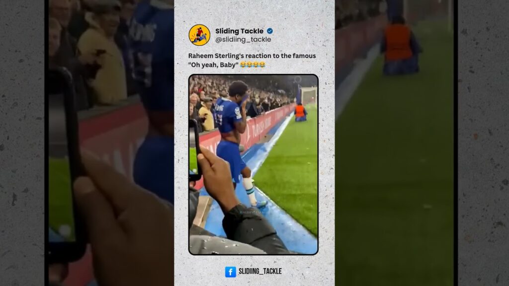 Raheem Sterling's reaction to the famous "Oh yeah, Baby" 😂😂😂😂 #raheemsterling #chelsea