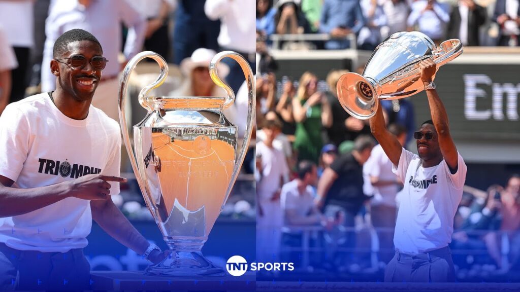 Ousmane Dembele Brings Out PSG'S Champions League Trophy at Roland-Garros! 🏆🇫🇷